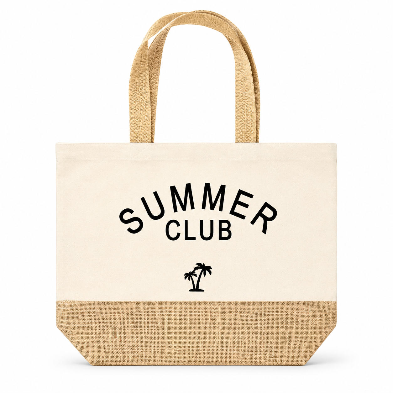 Borsa estiva in cotone e iuta con scritta Summer Club - CG CREATIONS Svizzera