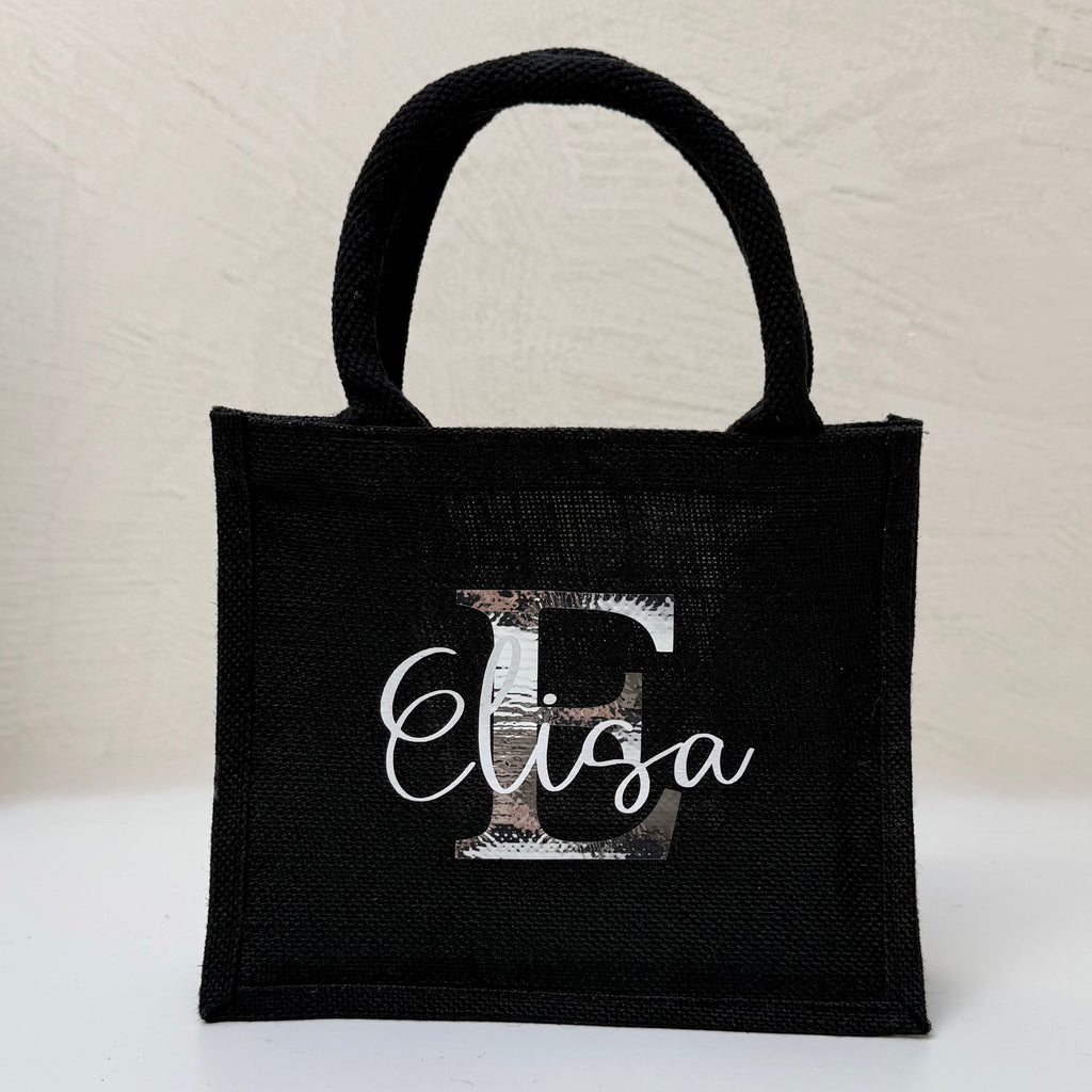 Borsa iuta nera piccola personalizzabile CG CREATIONS Svizzera