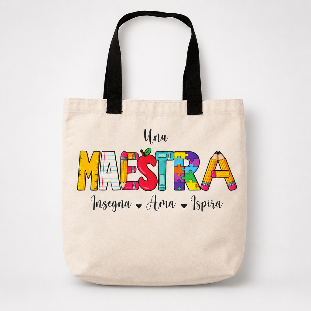 Borsa regalo maestra - insegna ama ispira - matite e puzzle - CG CREATIONS Svizzera