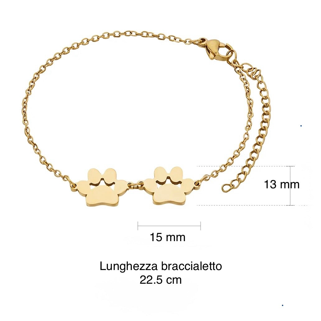 Misure del braccialetto personalizzato con ciondoli a forma di zampa CG CREATIONS Svizzera