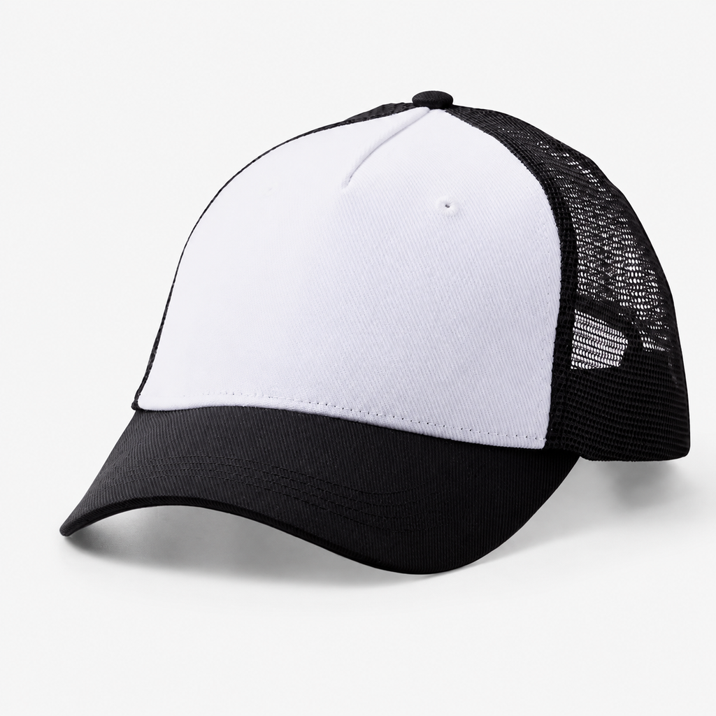 Cappellino trucker bianco e nero personalizzato CG CREATIONS Svizzera