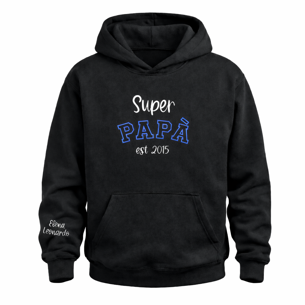 Felpa nera personalizzata Super PAPÀ regalo festa del papà CG CREATIONS