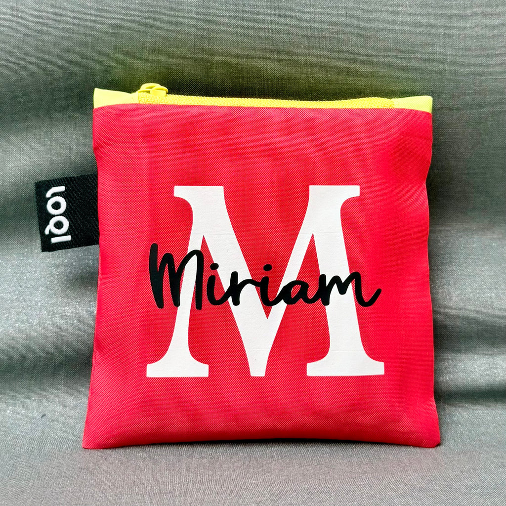 Borsa LOQI rossa personalizzabile nome scritta CG CREATIONS Svizzera