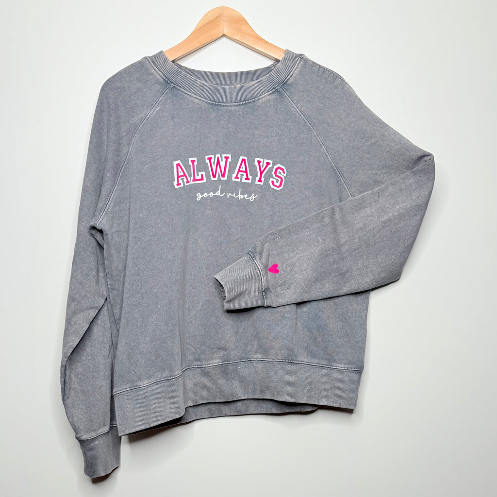  Felpa Good Vibes grigia scritta velluto design positivo CG CREATIONS