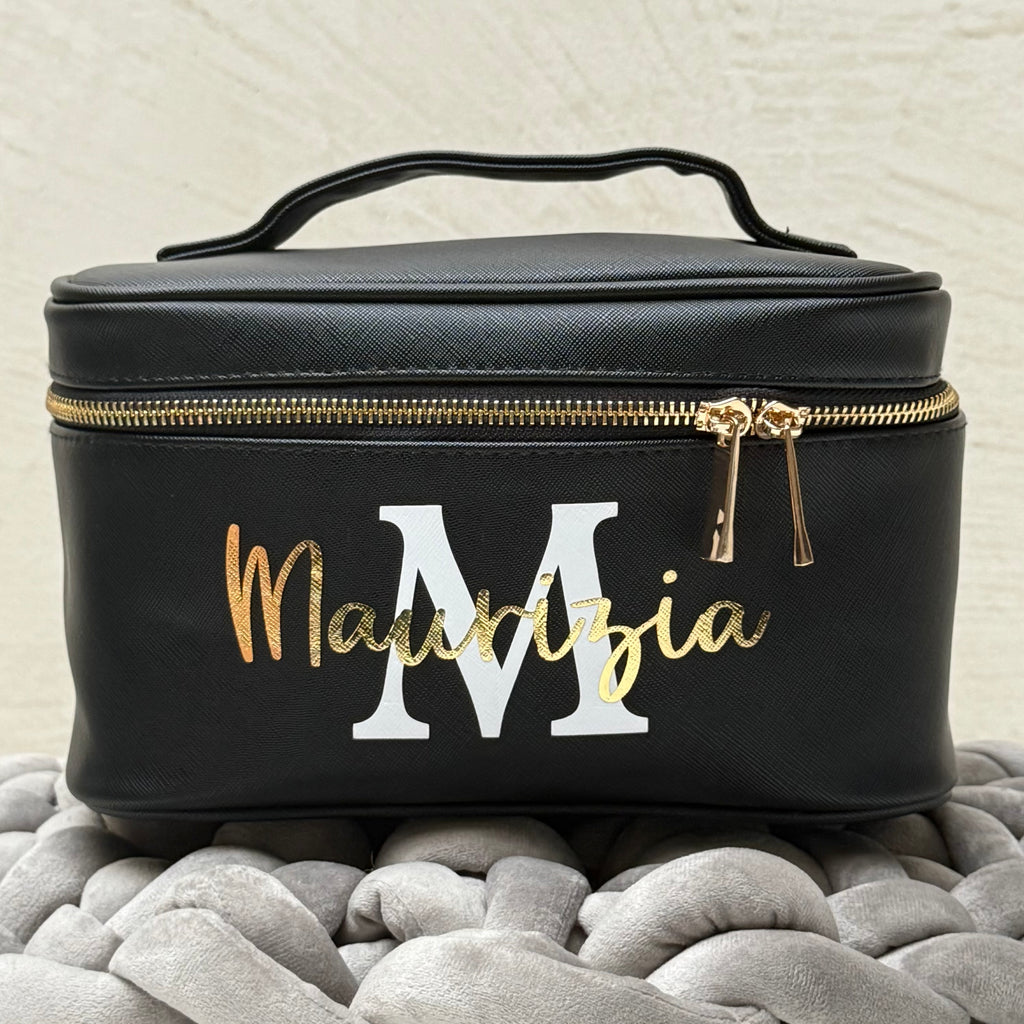 Beauty-case personalizzabile viaggio elegante organizzazione trucchi nero CG CREATIONS