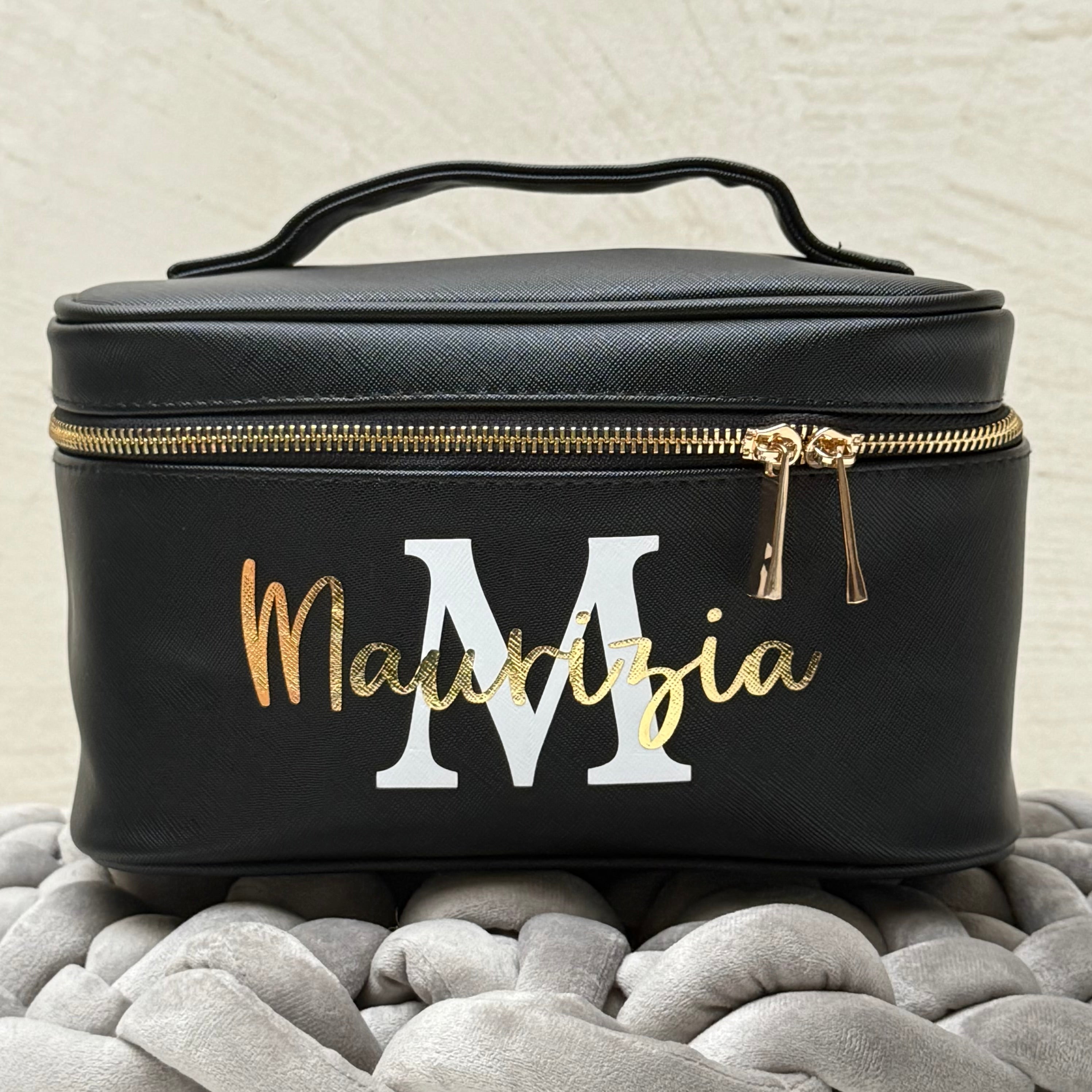 Beauty-case personalizzabile viaggio elegante organizzazione trucchi nero CG CREATIONS