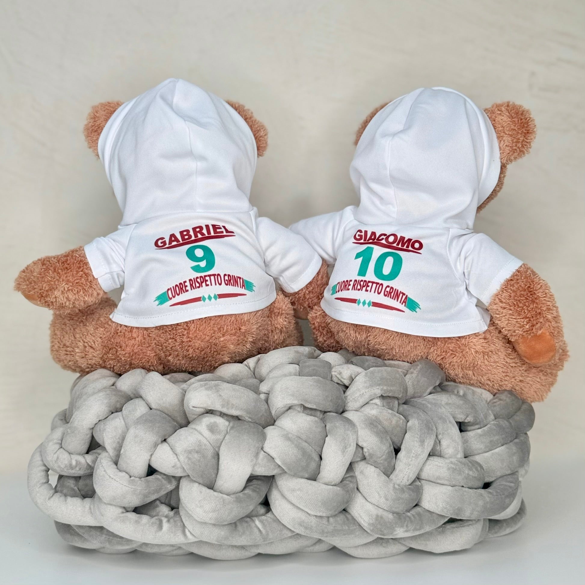 Orsetto peluche personalizzato maglia calcio nome numero bambino regalo CG CREATIONS