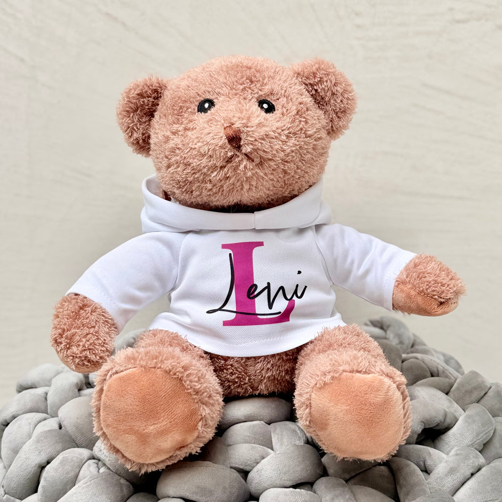 Orsetto Coco personalizzato nascita - felpa con nome e iniziale colorata CG CREATIONS Svizzera