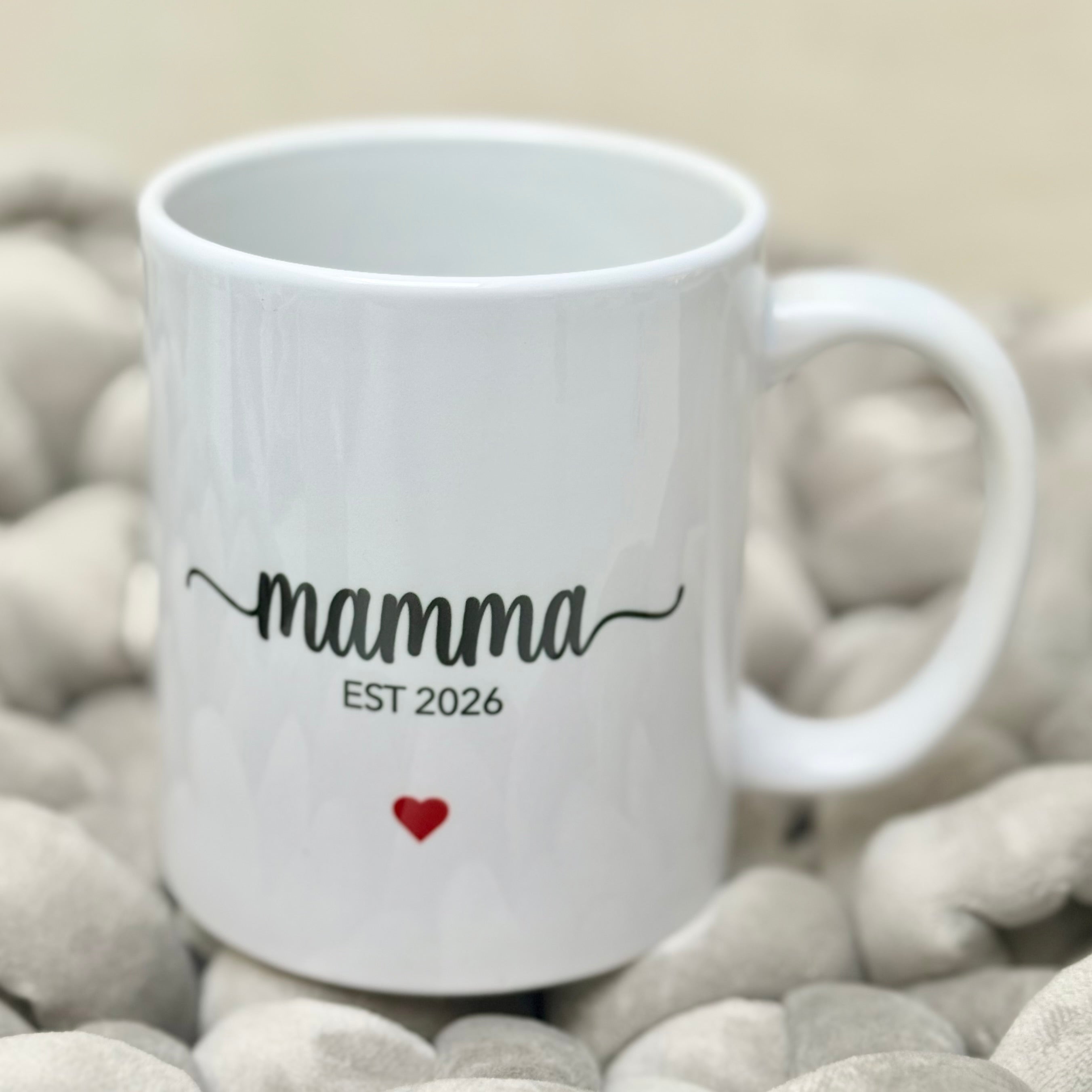 Tazza personalizzata mamma con scritta calligrafica e cuoricino  CREATIONS Svizzera
