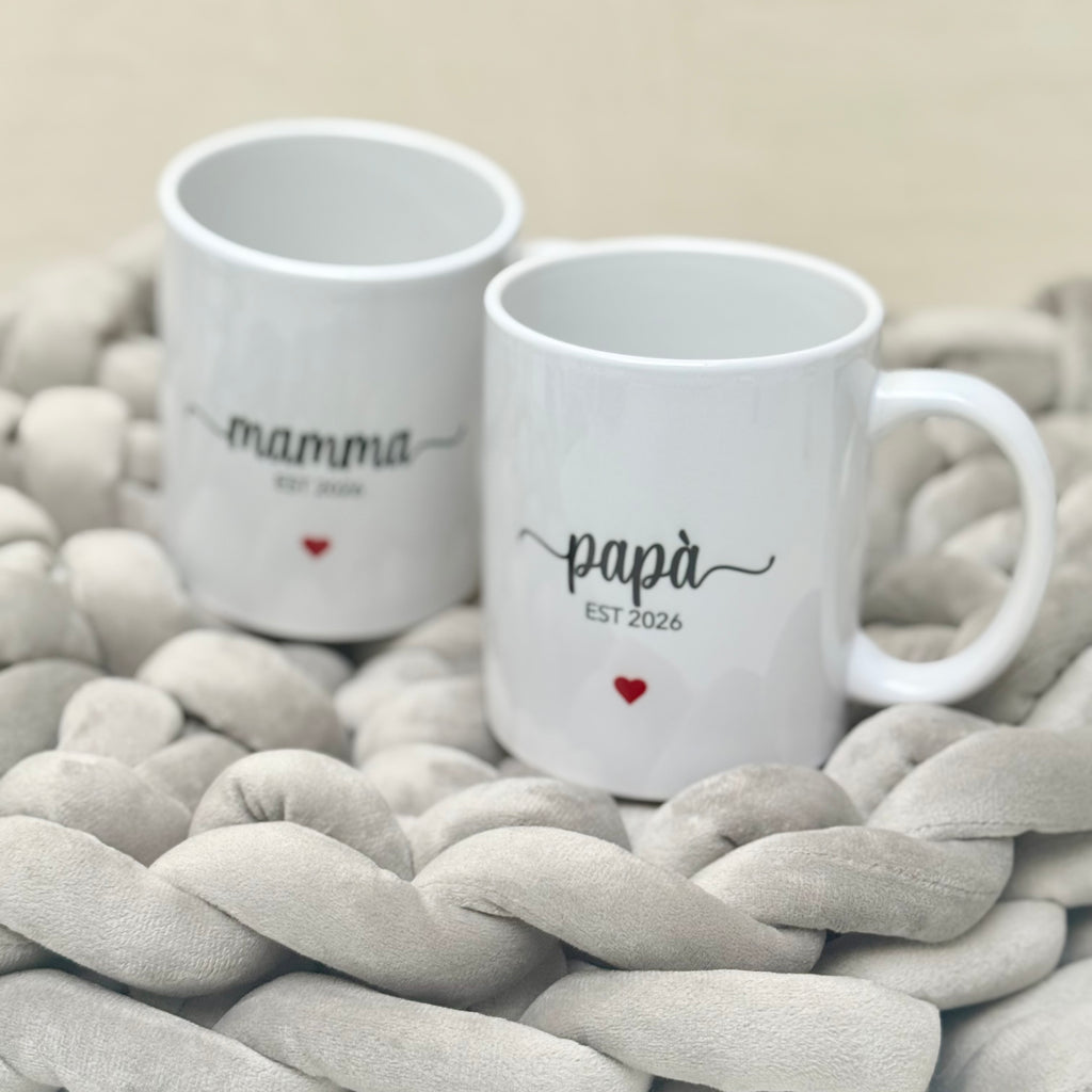 Tazze personalizzate mamma e papà con cuoricino rosso CG CREATIONS Svizzera