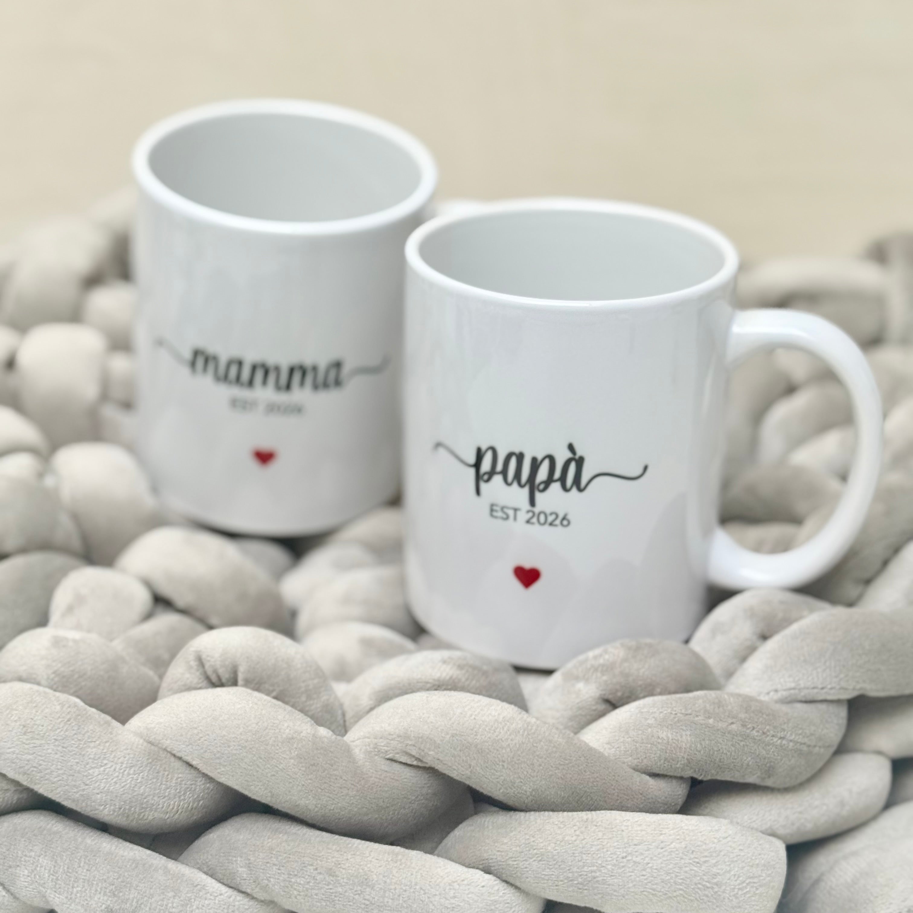 Tazze personalizzate mamma e papà con cuoricino rosso CG CREATIONS Svizzera