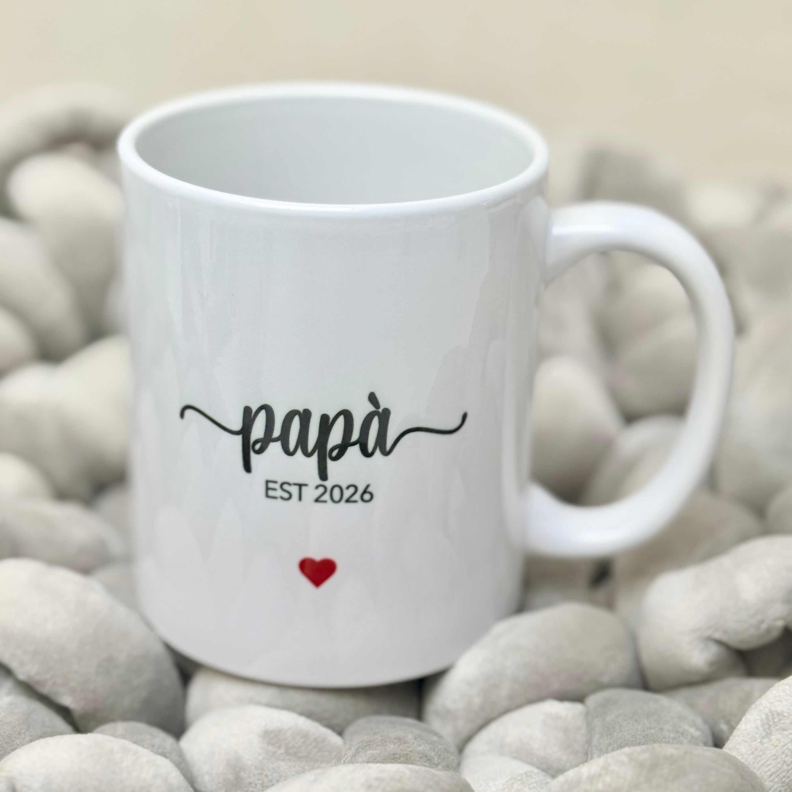 Tazza personalizzata papà con scritta calligrafica e cuoricino rosso CG CREATIONS Svizzera