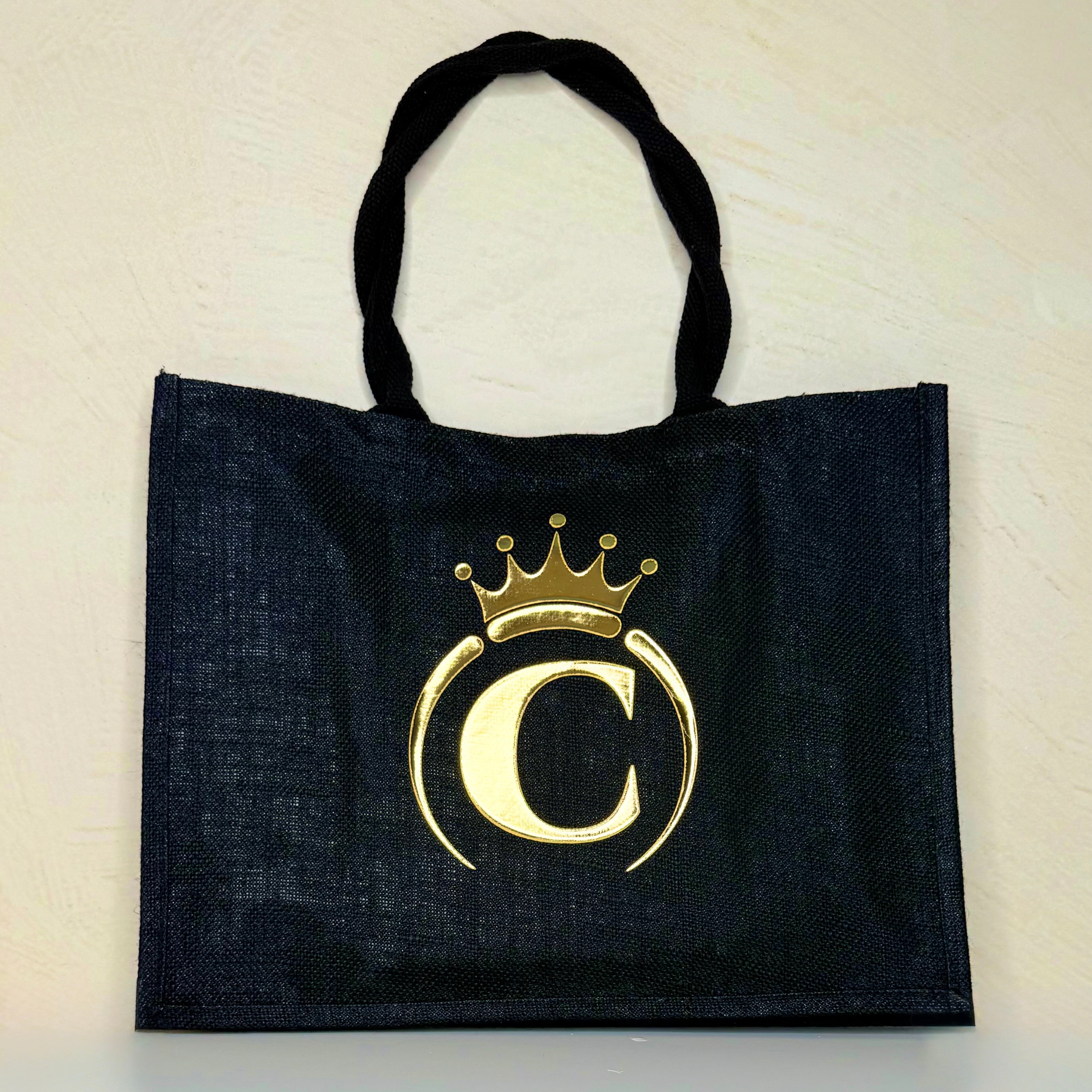 Borsa nera di iuta Princess personalizzabile CG CREATIONS